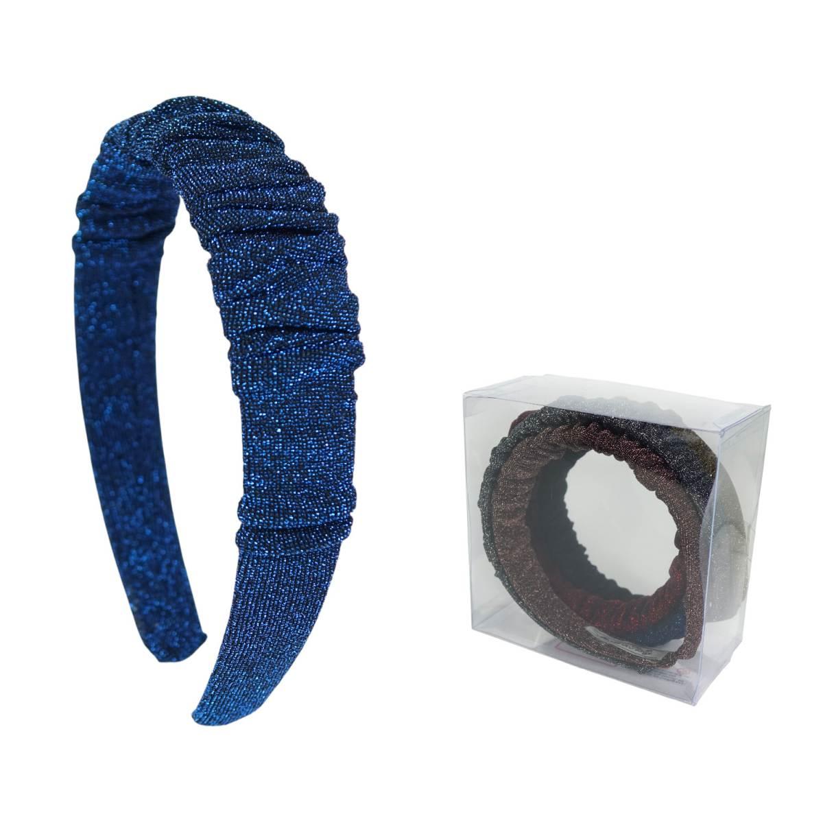 Cerchietto per capelli in poliestere pliss glitter colori assortiti Lill