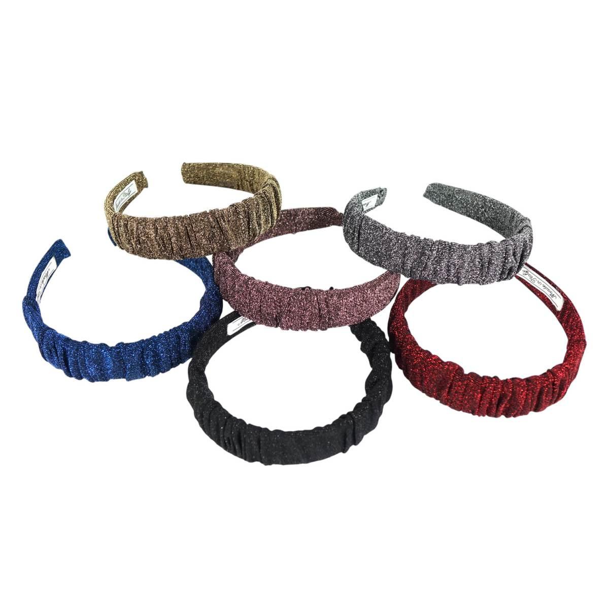 Cerchietto per capelli in poliestere pliss glitter colori assortiti Lill