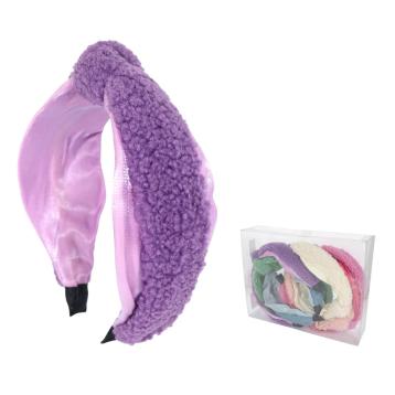 Cerchietto per capelli doppio tessuto teddy e raso iridescente con nodo colori assortiti Lill