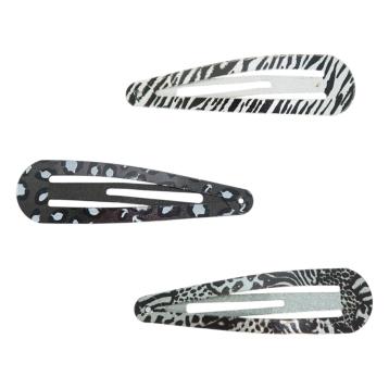 Clic clac per capelli in metallo 6 cm animalier toni del grigio