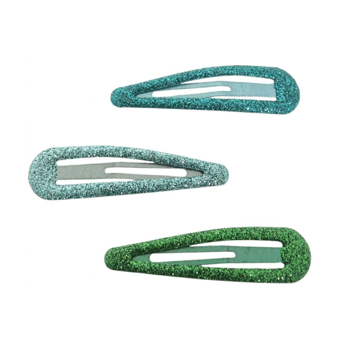 Clic clac per capelli 6 cm con glitter toni del verde