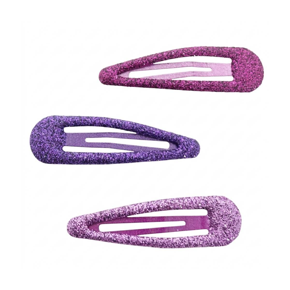 Clic clac per capelli 5 cm con glitter toni del viola