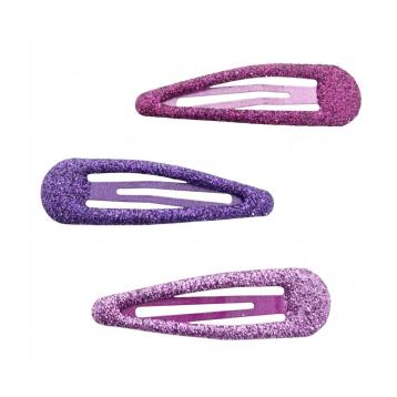 Clic clac per capelli 5 cm con glitter toni del viola
