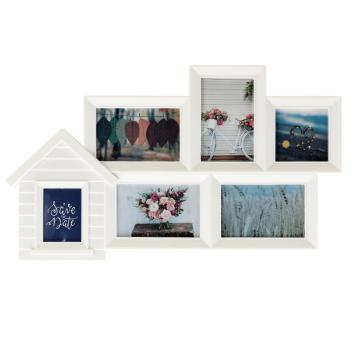 Decorazione con 6 portafoto e casetta 55,5x2x h.32,5 cm