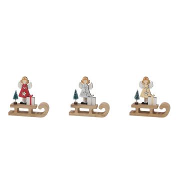 Decorazione natalizia in mdf modello slitta 12x2,5xh12 cm