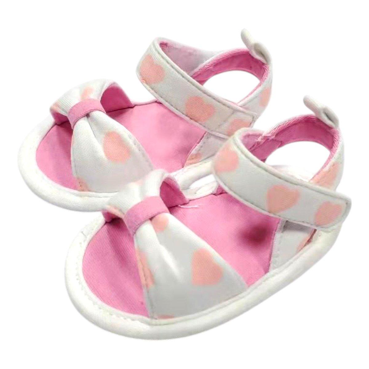 Scarpette sandalo in tela bimba con cuori Graziella