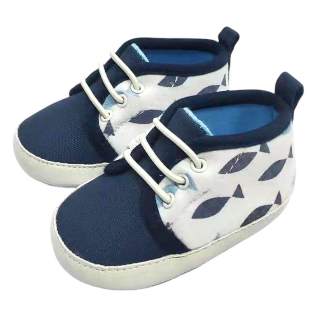 Scarpette tennis alta bimbo bicolore stampa pesciolini Graziella