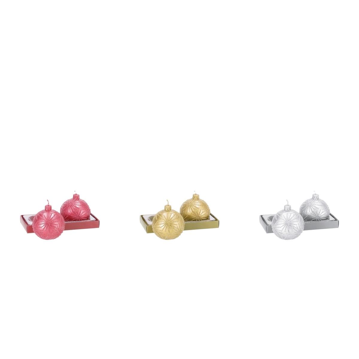Set 2 candele modello pallina natalizia d7,5 cm