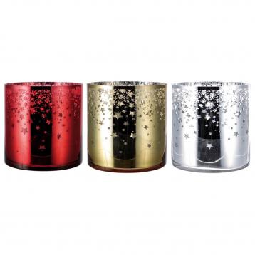 Porta tealight in vetro natalizio d20xh20 cm