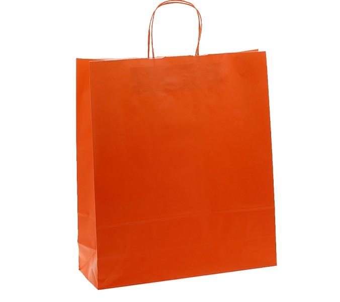 Shoppers carta   H 41 X L 36 X P12 colore arancio manico ritorto