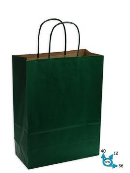 Shoppers carta h 41 x l 36 xp12 colore verde scuro manico ritorto