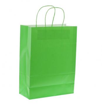 Shoppers in carta verde chiaro  H 41 X L36 X P 12 cm.