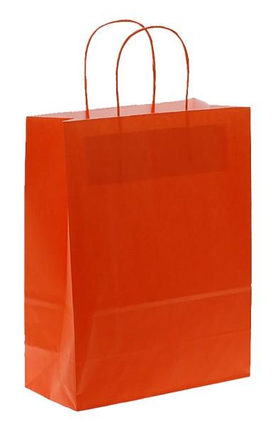 Shoppers carta H49 X L45 X P15 cm. colore arancio manico ritorto