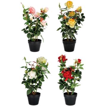 Vaso rose con 3 fiori e 5 boccioli per decorazione 18 x h.61 cm