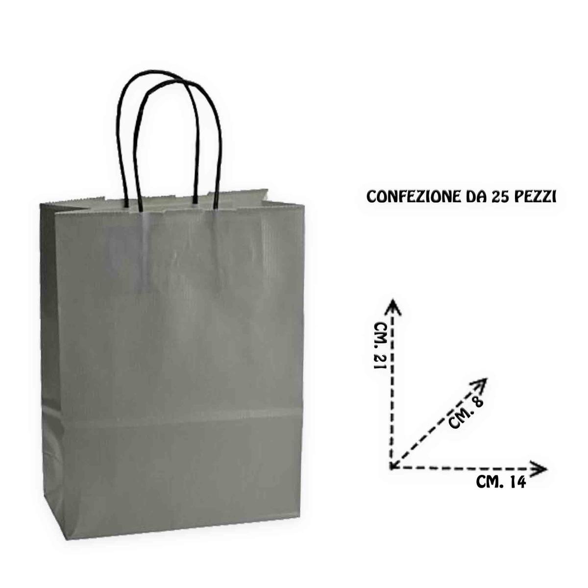 Shoppers carta h 21 x l 14 x p 8 colore grigio