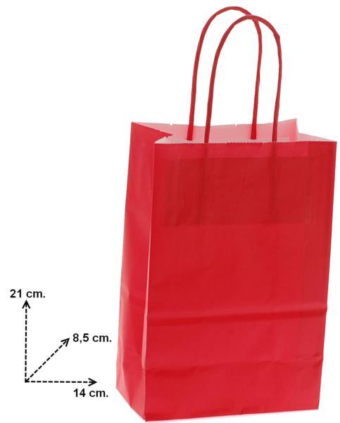 Shoppers carta colore rosso manico ritorto h 21,5 X l 14 X p 8,5