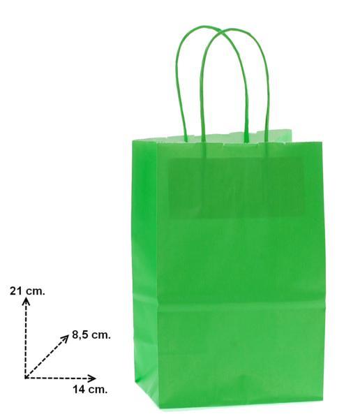 Shoppers carta colore verde chiaromaniglia ritorta H 21,5 X L 14 X P 8,5