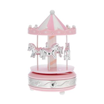 Giostra bimba rosa in acrilico con cavalli e carillon musicale bagutta