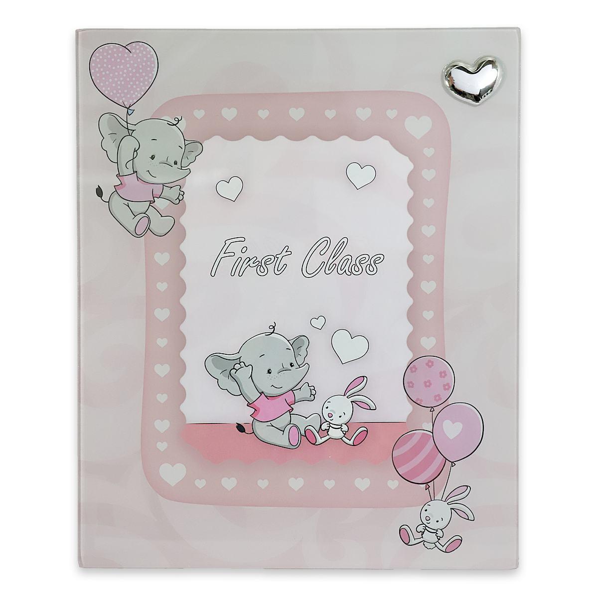 Portafoto 13x18 cm palloncino elefante e coniglio rosa