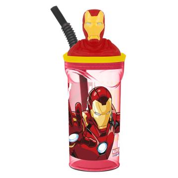 Bicchiere con cannuccia tritan 3D 360 ml Iron Man