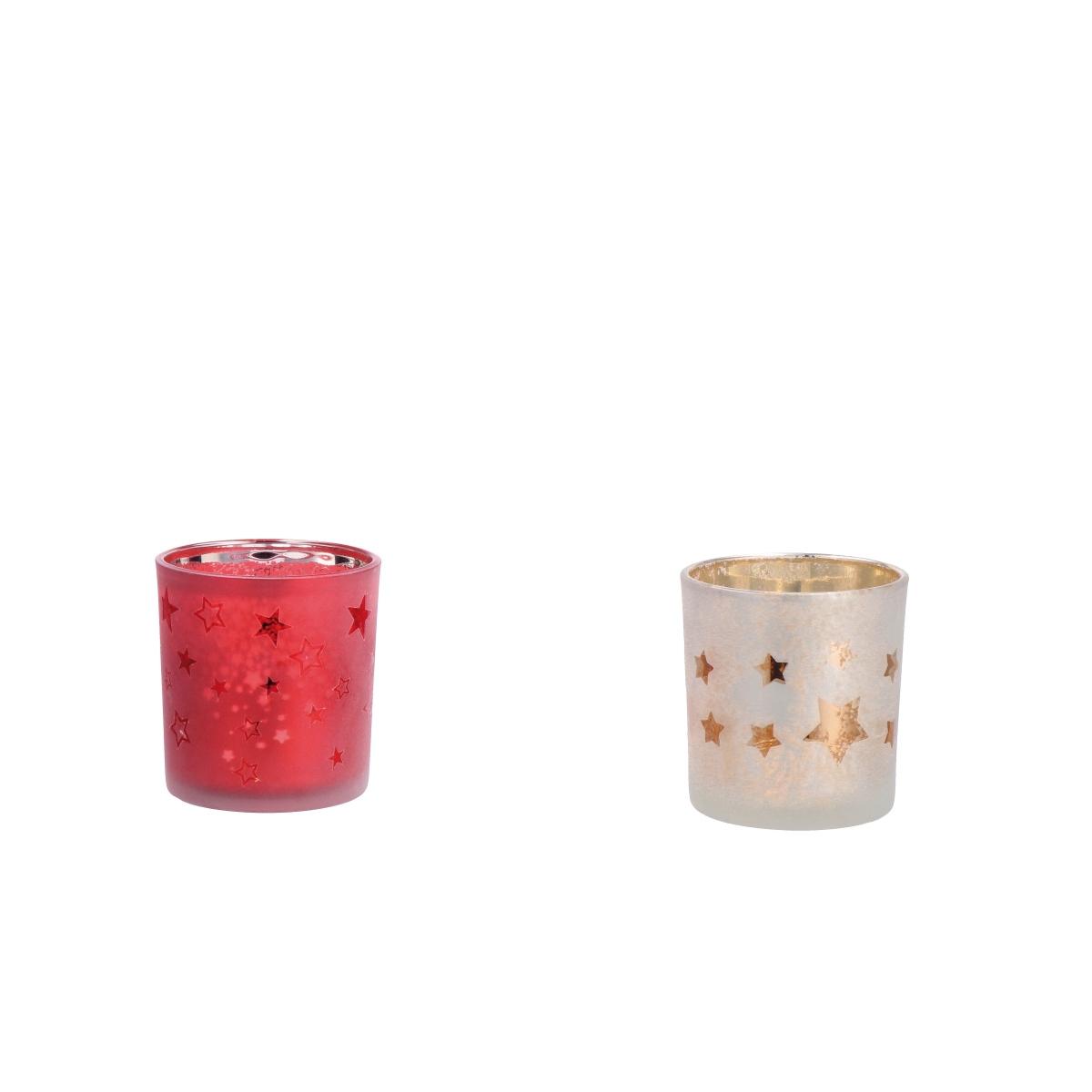 Porta tealight in vetro natalizi d7 x h8 cm