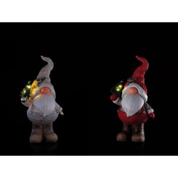 Babbo Natale in poliresina con 4 LED (funzionamento a pila ) ass. 2 colori 14x10h27cm