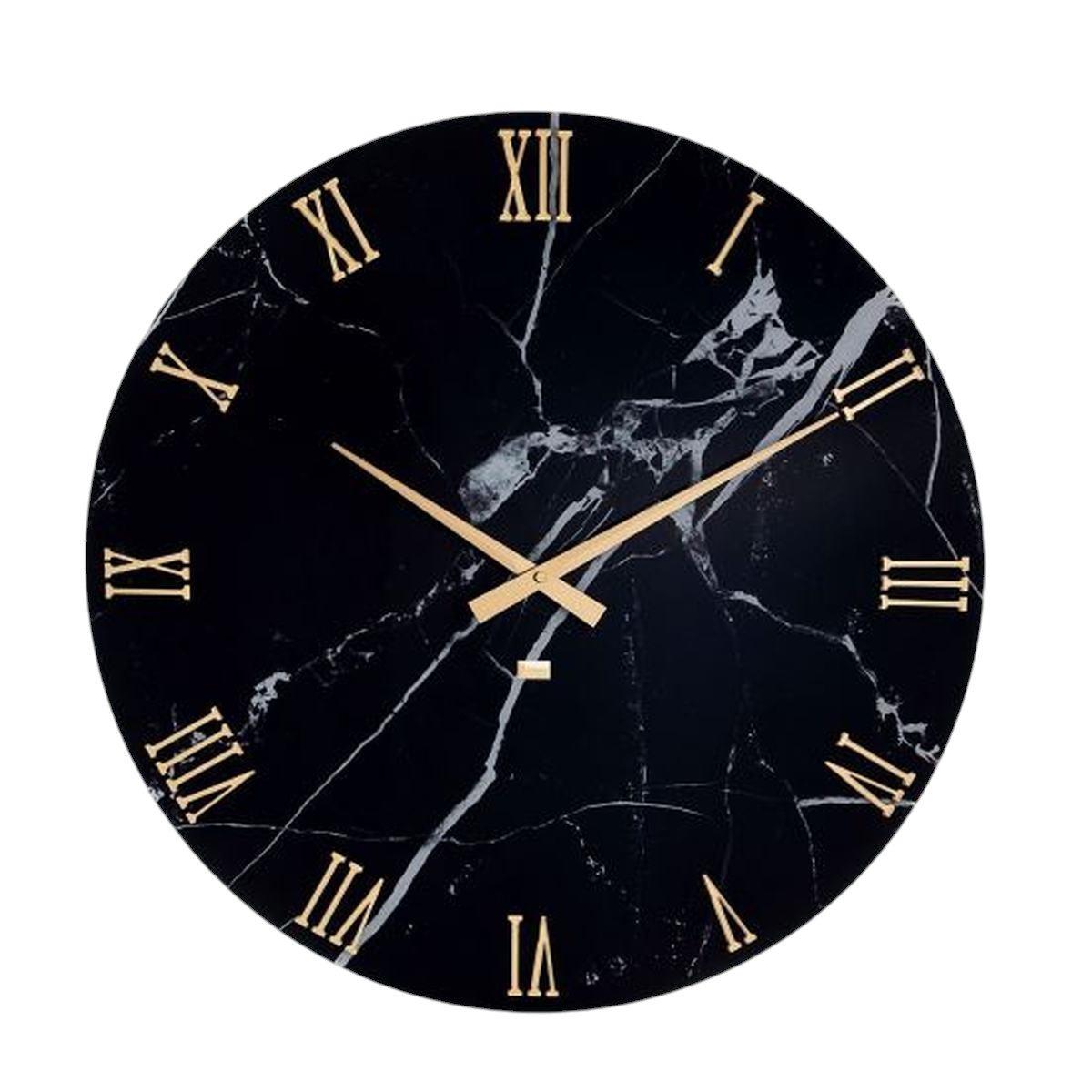 Orologio da parete in vetro temperato Nero Marquina D.80 cm