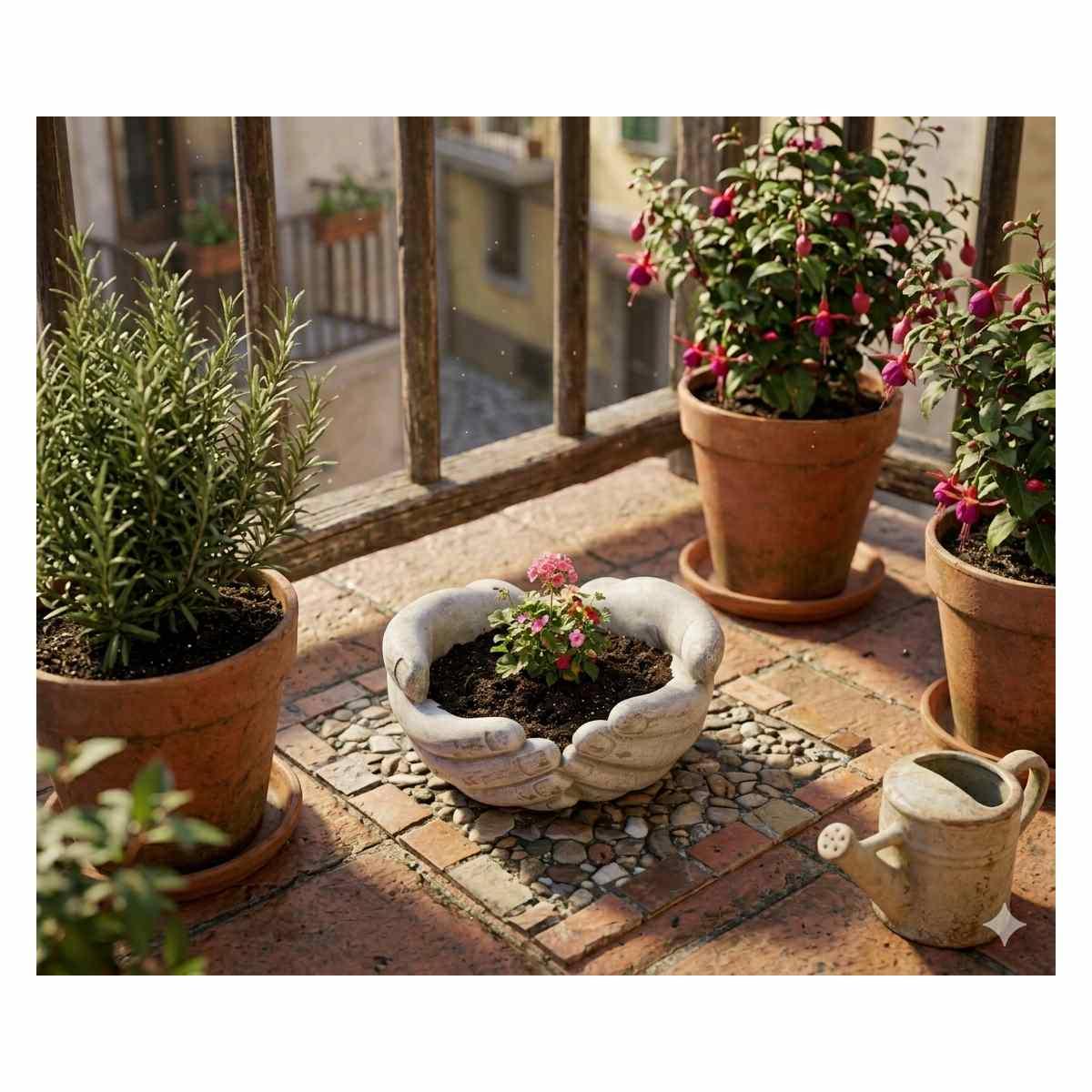 Vaso in cemento mani hand grande 21x21x h.11 cm