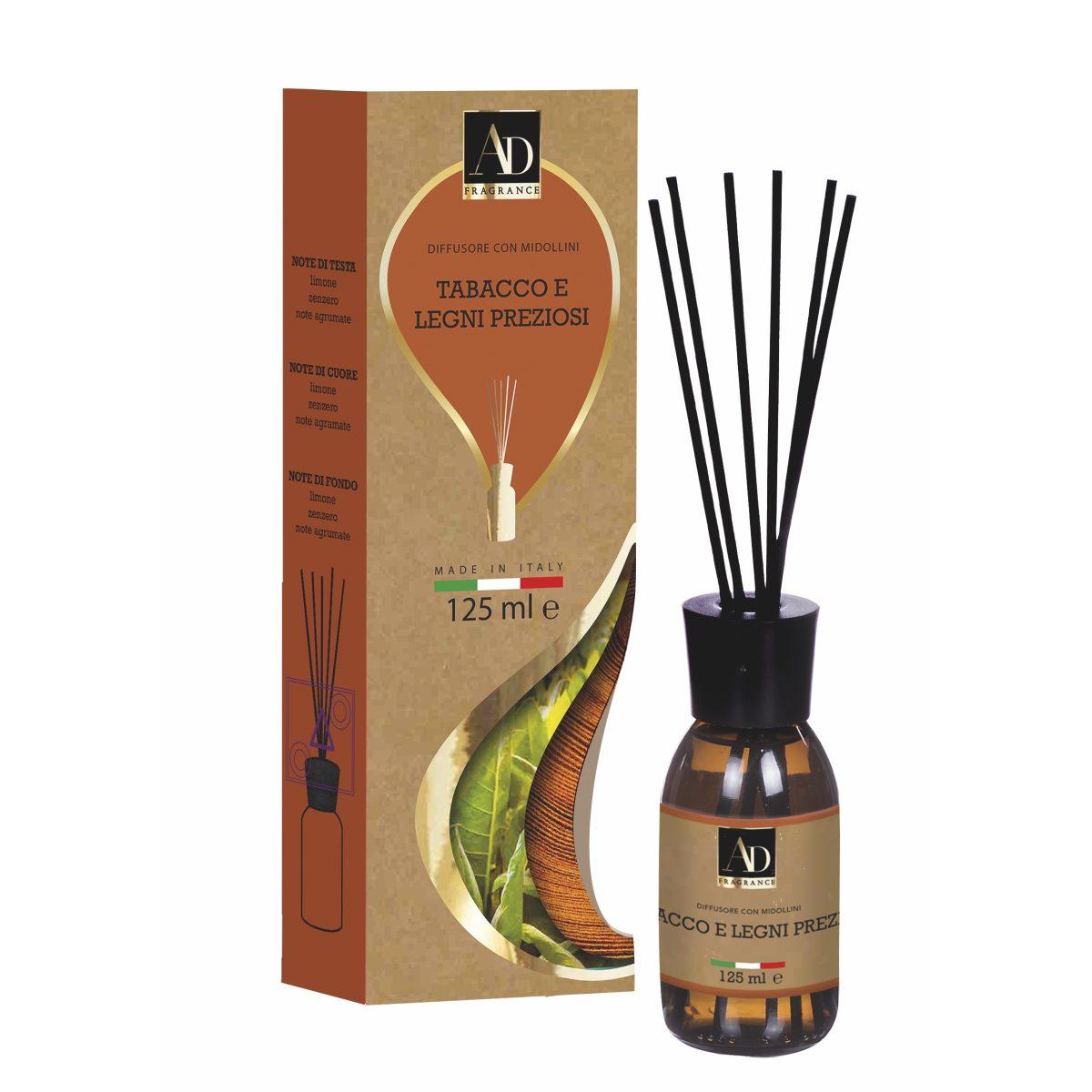 Diffusore di fragranza con midollini natura Tabacco e Legni Preziosi 125 ml