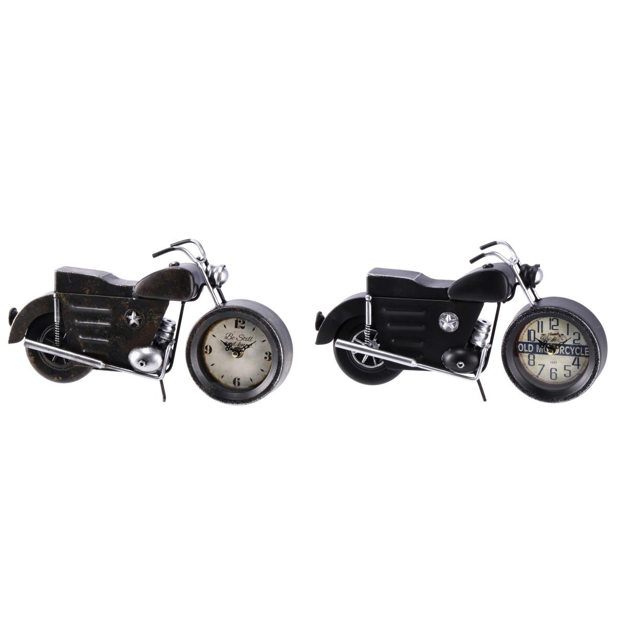 Orologio da Scrivania Vintage Metallo Motocicletta Nero e Argento