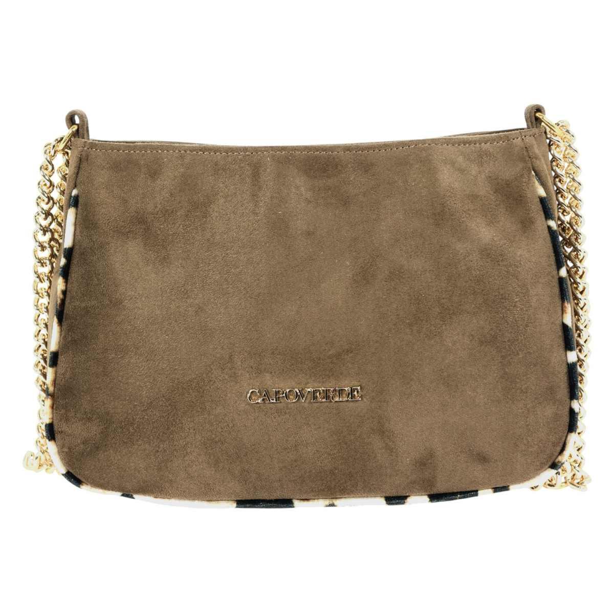 Borsetta donna in camoscio e leopardo Capoverde Made in Italy