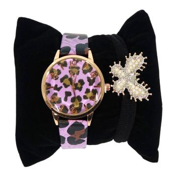 Orologio da polso analogico leopardato donna ed elastico fermacoda le kikke