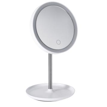 Specchio da trucco con led supporto in plastica e acciaio (funzionamento a pila) 17 x h33,5 cm