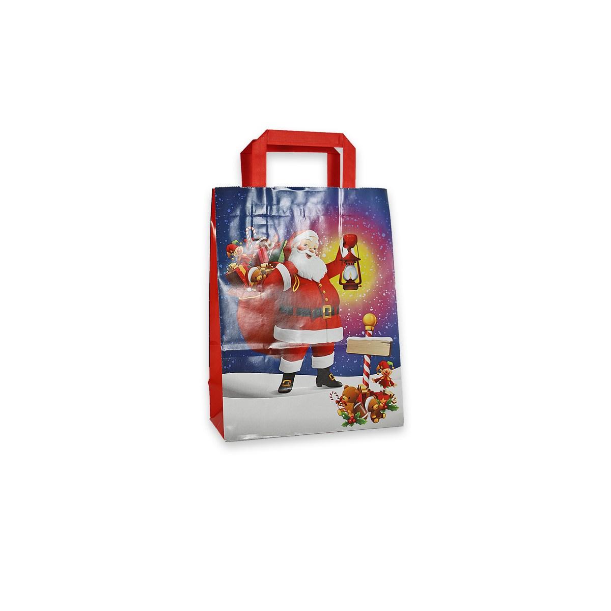 Shoppers carta  babbo natale manico piatto h29 x l22 x p10