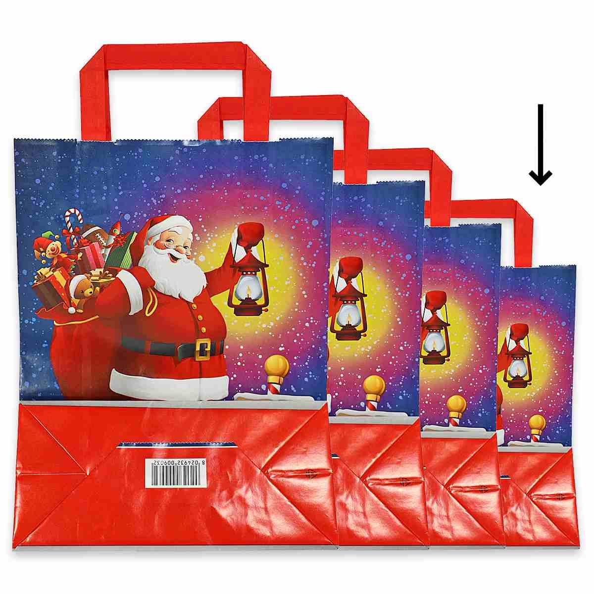 Shoppers carta  babbo natale manico piatto h29 x l22 x p10