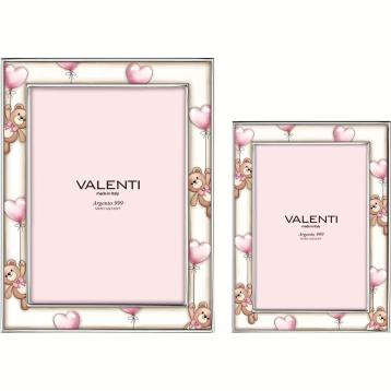 Set 2 cornici bimba multicolor orsetti e cuori rosa Valenti