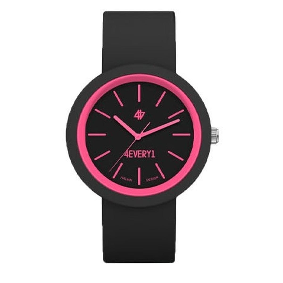 Orologio da polso in silicone 30 mm nero/fuxia