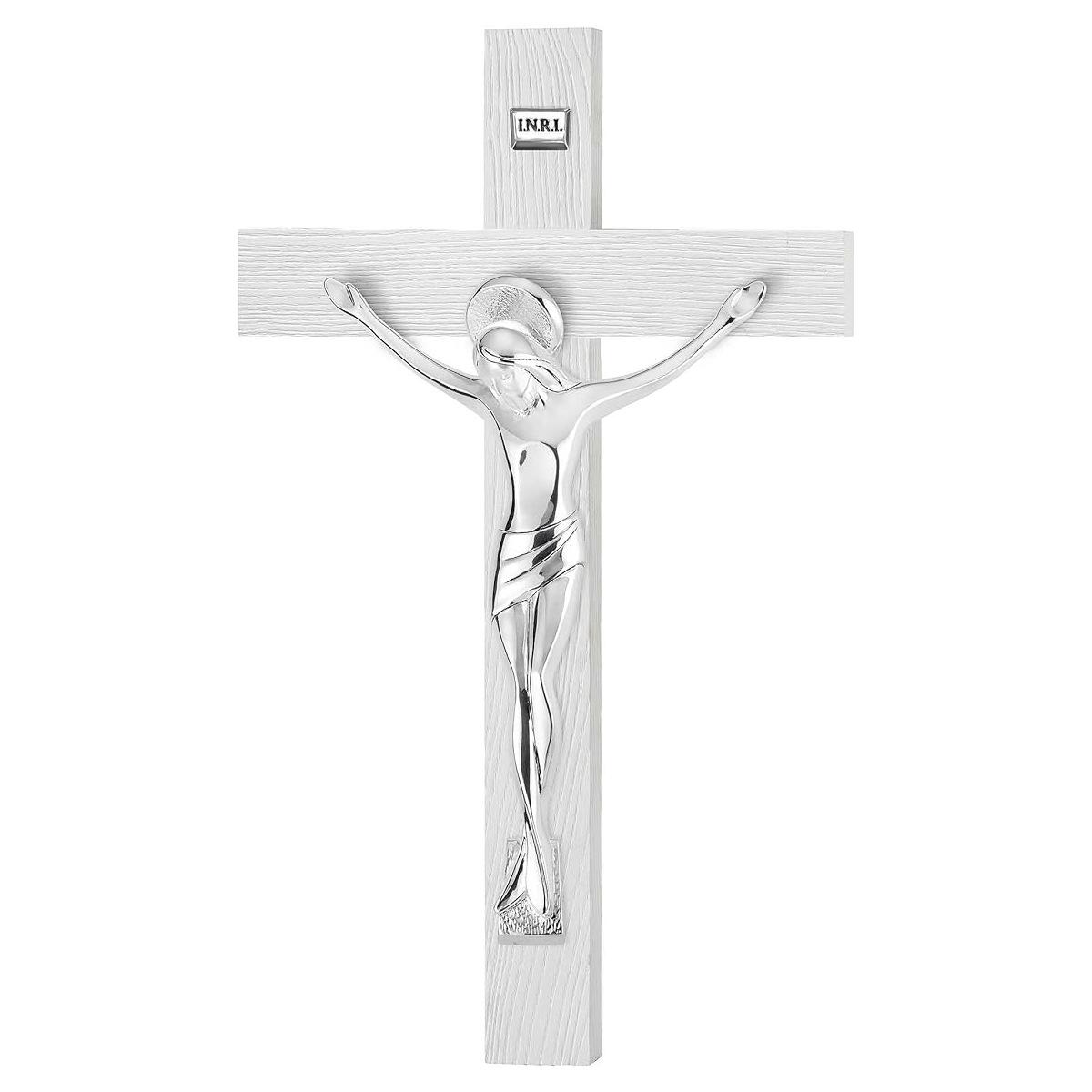 Cristo scult. argento su croce H31 Valenti