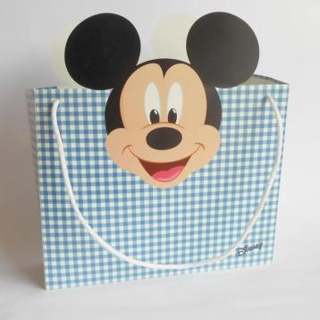 Shoppyng bag Mickey party colore azzurro 16 x 7,5 x 23 con cordino