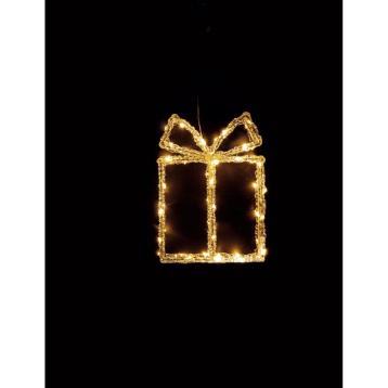 Pacco dono natalizio con 50 miniled luce calda 17x6h24cm
