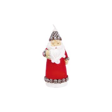 Candela natalizia decorata mod. Babbo Natale 4,5x4,5h10cm