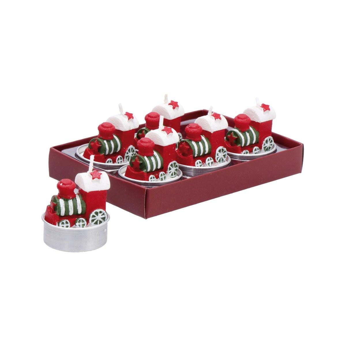 Set 6 candele segnaposto natalizie mod. trenino d3,5 h4cm