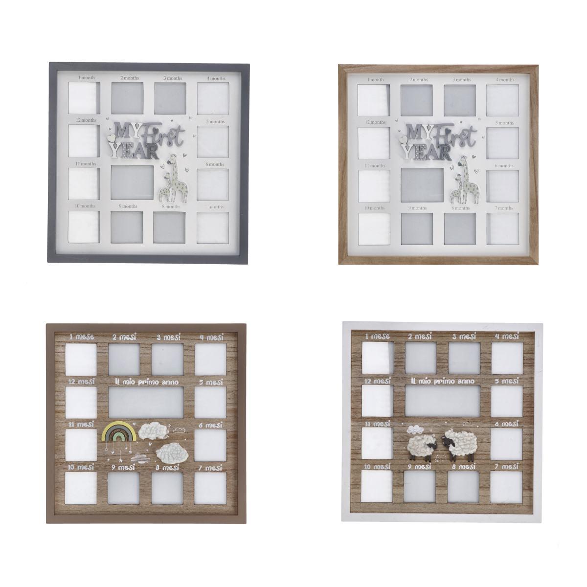 Decorazione in mdf il mio primo anno con 13 portafoto 37,5x37,5 cm