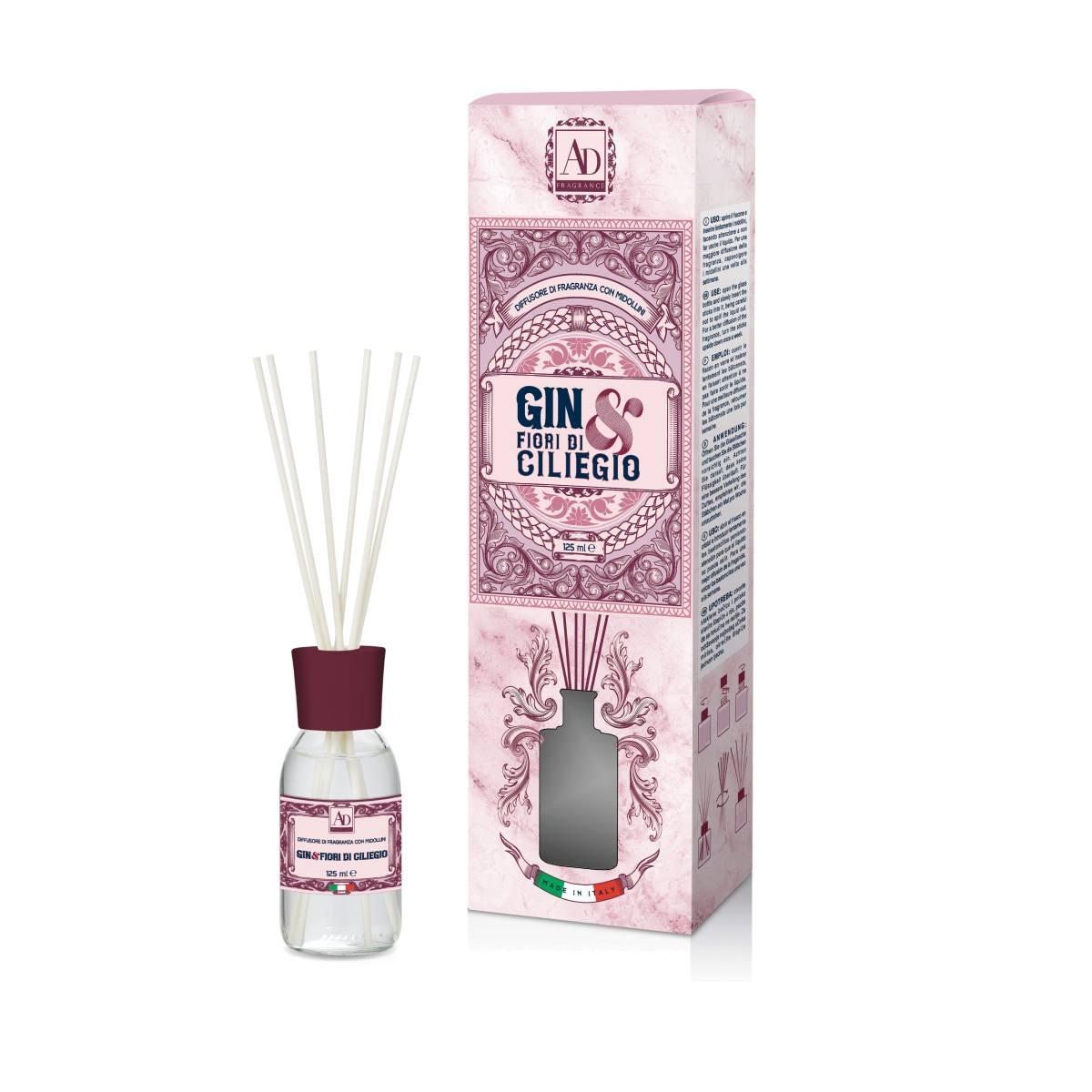 Diffusore di fragranza con midollini Gin e Fiori di ciliegio 125ml