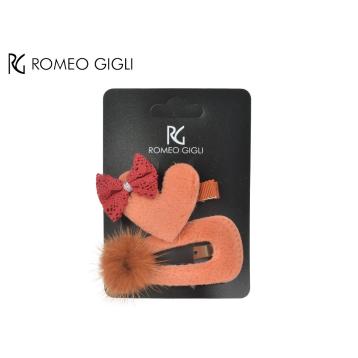 Clic + pinza pelliccia salmone Romeo Gigli