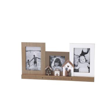 Decorazione in mdf con 3 portafoto con scritta 42x21,5 cm