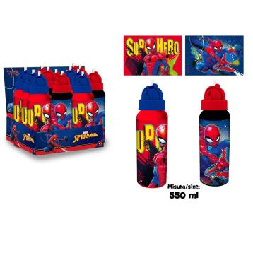 Borraccia in alluminio con cannuccia 550 ml Spiderman