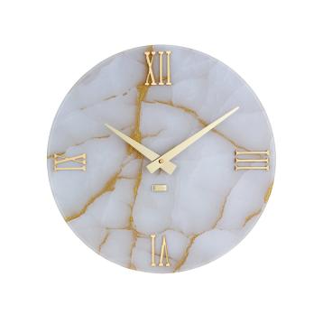 Orologio da parete in plex colore marmo oro e bianco diametro 40cm