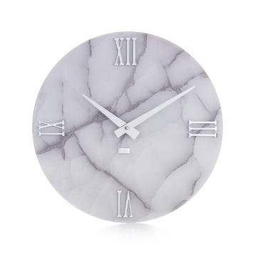 Orologio da parete in plex colore marmo argento e bianco diametro 40cm