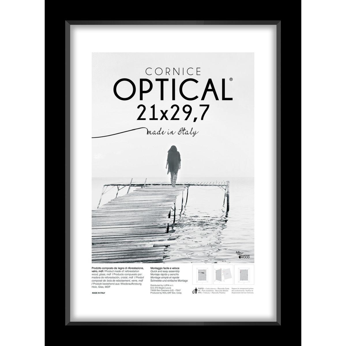 Cornice portafoto optical 21x29,7 cm formato A4 Nero Lupia